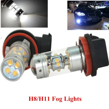 2x 140W(28W) H8, H11 1200lms DRL LED Blanco Projecter Coche Rūko/Vairavimo Bombilla luz 6000K 12V