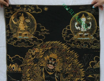 36 colių Tibeto Budizmo Šilko siuvinėjimo Mahakala Rūstus Dievybė Thangka Tapybos Freskos