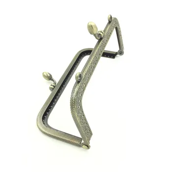 3Pcs Fashion Bronze Tone DIY Clutch Metal Rectangle Frame Kiss Clasps Fermoir Lock Handbag Handle 15.5x9cm