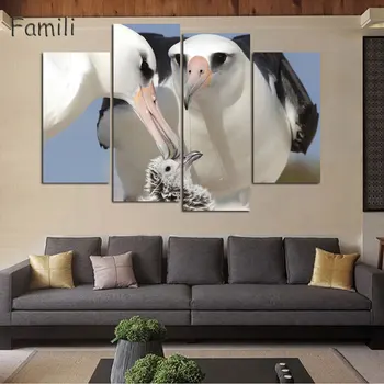 4 Vnt/set Neįrėminti HD skrendančių Paukščių atspausdinta ant drobės namų dekoro sienos aliejaus tapyba, drobės tapybai be rėmelio gyvūnų tema