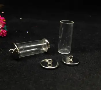 500pcs 28*12mm atidaryti stiklainį vamzdžių stiklo pasaulyje du klasikiniai mygtuką dėklas stiklo vaza, butelis padengti 