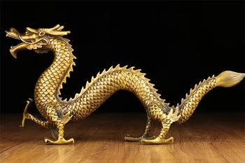 50CM didelės #2018 namų verslo VIRŠAUS apsaugos-veiksmingas Talismanas biuro Apsaugos Pinigų Skolinimosi Dragon FENG SHUI Žalvario statula