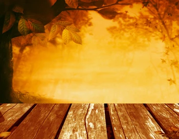 5X7ft(1.5x2.2m ) rudens lapai ir mediena, grindų spausdintos fotografijos backdrops Meno audinio fone studija naujagimių D-9681