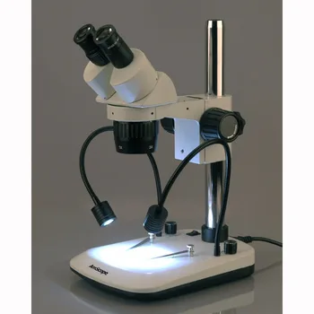 AmScope Prekių Mikroskopu Stalo Stovas Su Integruota Dviguba Gooseneck Apšvietimas