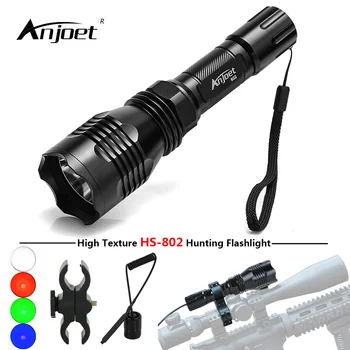ANJOET HS-802 Taktinis LED Žibintuvėlis L2/Q5 Vienas failas Žibinto lempa + Nuotolinio Slėgio Jungiklis+Gun kalnas Naudoja 18650 bateriją