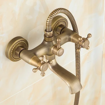 Antikvariniai Vonios dušo maišytuvas nustatyti, žalvario, Vario dušo maišytuvas nustatyti, lietaus dušo galva, prie Sienos tvirtinamas dušo maišytuvas maišytuvas bakstelėkite
