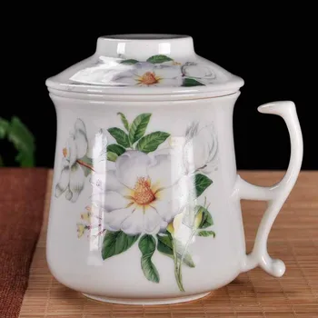 Asmeninį arbatos puodelį keramikos didelis dangteliu paprasta kūrybos office puodelis namų filtruoto vandens 370ML