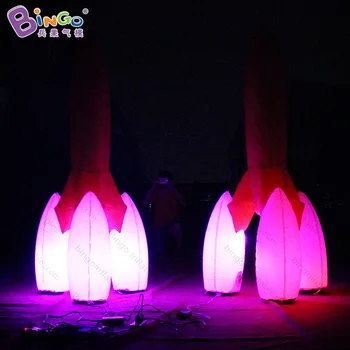 Aukštos kokybės 16 spalvų keitimas 2M aukščio pripučiamas raketos su pūstuvas individualų LED apšvietimas pripučiami raketų modelis žaislai