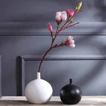 Balta juoda sferiniai keramikos kūrybinis sutartis gėlių vaza puodą namų dekoro vaikų kambario dekoravimo, rankdarbių porceliano statulėlės