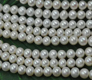 Bauda 10-11mm baltos spalvos gėlavandenių perlų string netoli apvalios duonos forma