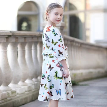 Beenira Vaikus, Drabužiai, Suknelės 2017 Naujų Rudens Stiliaus Kūdikių Mergaičių Half-Sleeve Drugelis Modelio Princesė Suknelė Mergaitėms Suknelė