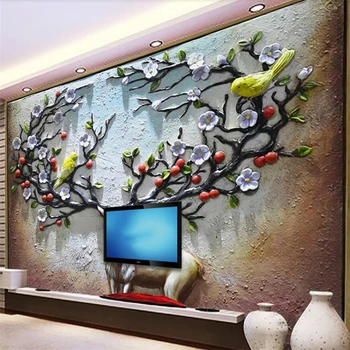 Beibehang 3D Briedžių reljefinis fonas sienos paramos dekoratyvinės tapybos freskos užsakymą didelės freskos žalia tapetai papel de parede