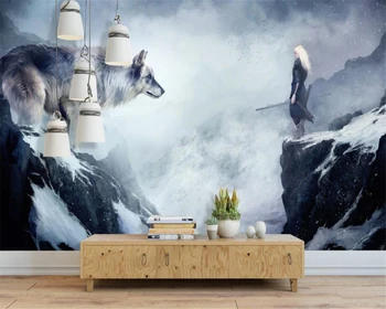 Beibehang Užsakymą foto tapetai aliejaus tapybai gyvūnų vilkas pobūdžio sienų tapetai gyvenimo kambario, miegamasis, sofa-3d tapetai