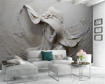 Beibehang Užsakymą Tapetai 3D Iškilumo Pilka Grožio Tapybos Šiuolaikinio Abstraktaus Meno Sienos Freskos Gyvenimo Kambario, Miegamasis 3d Tapetai