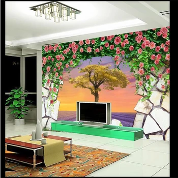 Beibehang užsakymą tapetai svajonė levandų medžių 3D stereo fone, sienų apdaila dažymas, tapetai ,papel de parede