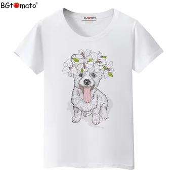 BGtomato marškinėliai Mielas mielas šuo marškinėliai moterims 2017 m. naujo dizaino juokinga t shirts Karšto pardavimo trumpas rankovės atsitiktinis marškinėliai moterims
