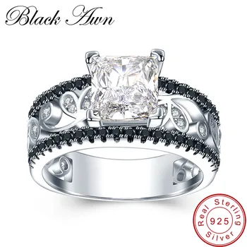 [BLACK PELAS] 925 Sterlingas Sidabro Fine Jewelry Madinga Dalyvavimas Bague Moterų Vestuvių Žiedas C020