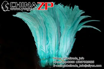 CHINAZP Gamyklos Didmeninė 500pieces/lot Ilgis 30~35cm(12~14inch) Aukščiausios Kokybės Dažytos Aqua Blue Vištos Gaidžio Uodegos Plunksnos