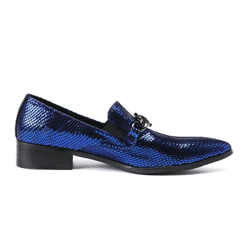 Christia Bella prabangos šalis vestuvių vyrų batai Mėlynos italijos natūralios odos oficialų avalynė slydimo apie vyrų Verslo suknelė bateliai