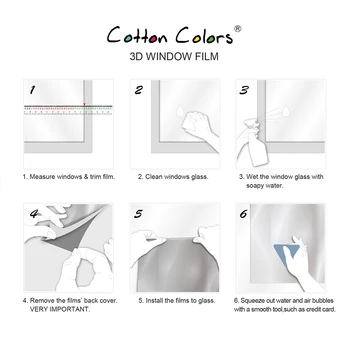 CottonColors Langą Privatumo Filmų Namų dekoro PVC Jokių Klijų 3D Statinių puošyba Lango Stiklo Lipduko Dydis 60 x 200cm