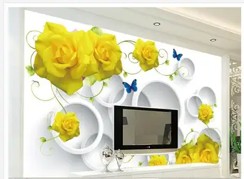 Custom foto tapetai, 3d sienos 3d wallpap Paprastu būdu geltona rožė fono sienos dizaino gėlių tapetai gyvenimo 3d tapetai