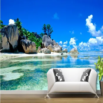 Custom sienos freskos Gražus salos kraštovaizdžiu 3D fone kambarį fojė tapetai stereo aukštos kokybės miegamojo freskos