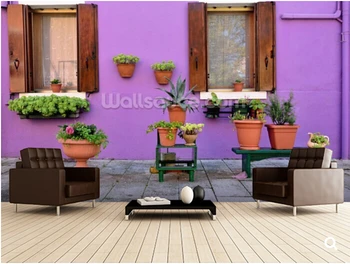 Custom violetinė tapetai,Violetinė Burano Salą Namas, Venecija,3D gamtos freskos už kambarį miegamojo sienos tapetai, restoranai