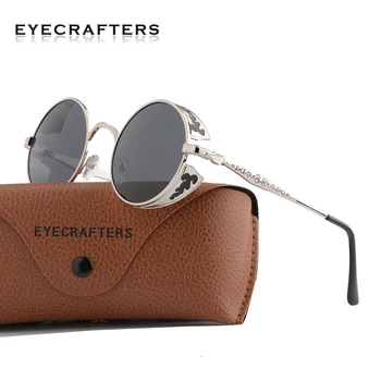 Derliaus Steampunk HD Poliarizuoti Akiniai nuo saulės Mados apvalūs akiniai nuo saulės moterims prekės ženklo dizaineris vampyras saulės akiniai vyrų oculos de sol