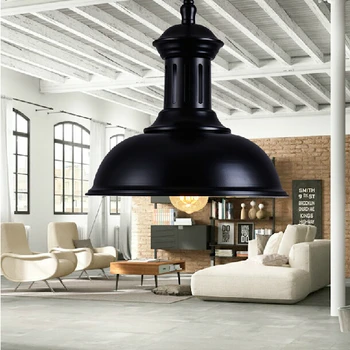 Dia*33cm Amerikos pramonės loft derliaus pakabukas šviesos valgomasis geležies juoda E27 namų puošybai lempos