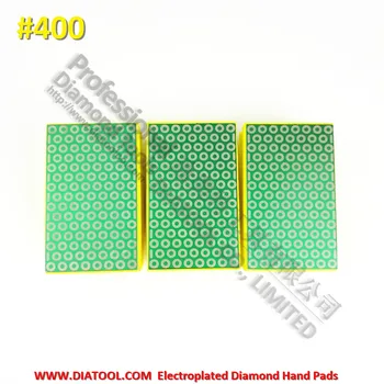 DIATOOL 3pcs Electroplated Diamond Vertus Poliravimo Padas 90X55MM G400 Kietos Putos Parėmė Ranka Pagalvėlės