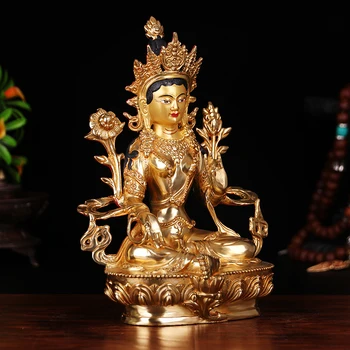 Didmeninė Buda # 8 colių efektyvių NAMŲ BIURO Namo Apsaugos Talismanas - Graikų-Budistų Budizmas Žalioji Tara žalvario statula