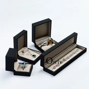 FANXI Black Jewelry Packaging Box Necklace Bracelet Bangle Gift Box Satin Inside