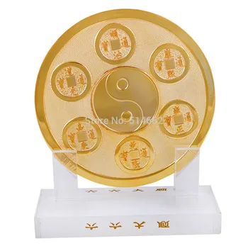 Fengshui 6 Dangų Aukso bagua Monetų su Dangaus Drakonas Apnašas Turtus & Sėkmės Stipriklis G1858