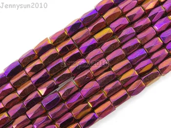 Gamtos Metallic Purple Hematitas Brangakmenių akmens Vamzdelis Briaunotas Karoliukai 5x8mm Papuošalai Priėmimo Amatų 10 Vijų/Pak