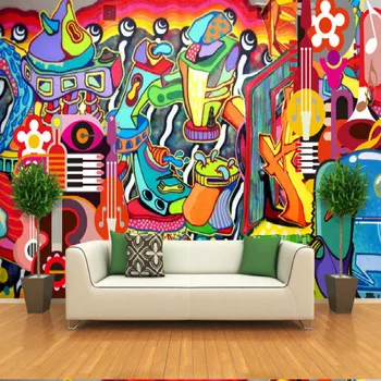 Grafiti dažytos didelės freskos 3D tapetai, TV foną kambarį miegamojo sienų tapybos trimatis 3D tapetai
