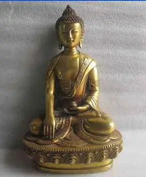 GRAŽUS KINIJOS SENAS 8.2 cm/senovės Kinų skulptūra auksu vario Budos statula turėjo Sodo Puošmena Žalvaris žalvaris