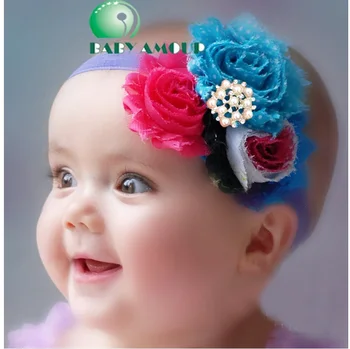Gėlių Baby Girl Hairband Naujagimių galvos Apdangalai, Vaikų Rožančiai Skarelės Vaikai Plaukai Šukos Mergina Elastingas Plaukų Juostos Kepurės 200pcs/daug