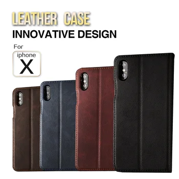 Hand Made for iphone 7 8 Plus case iphone 6 6s Plus Leather Cover Flip Case Luxury iphone X Kickstand Wallet Phone Card Case