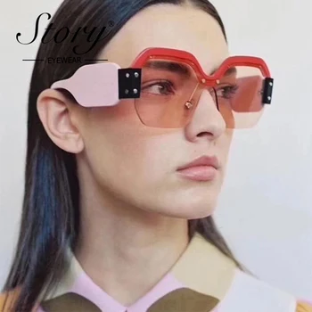 ISTORIJA 2018 Prabanga Italija Prekės ženklo Dizaineris Taškus Akiniai nuo saulės Moterims Šviesą Negabaritinių Aikštėje Saulės Akiniai Moterų UV400 Gafas de Sol
