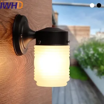 IWHD Stiklo Wandlamp LED Sienos Lempos Kūrybos Vandeniui Geležies Sienos Šviesos Šiuolaikinės Balta Juoda Namo Laiptų Apšvietimas, Praėjimų Veranda Žibintai