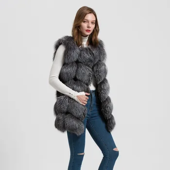 Jancoco Max 2018 Naują Atvykimo Nekilnojamojo Fox Fur Gilets Moterų Žiemą Šilta Kailio Liemenė Mados Stiliaus Liemenė Aukštos Kokybės S1431