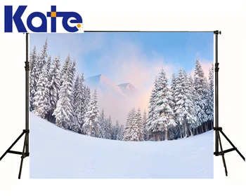 KATE Fonas Fotografijai Žiemos Sniego Miškų Kalnų Peizažas Fonas Mėlynas Dangus, Balti Clound Sluoksnių fotostudija