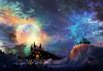KATE Helovinas Backdrops Fotografijos Mėnulis Pilis Vientisas Fonas Nakties Danguje Fotografijos Fonas, Spalvingas Fonas