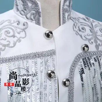 Kutas vyrų-švarkas dizaino masculino terno etape kostiumai dainininkų vyrų china švarkas šokių drabužiai, striukė juoda balta suknelė