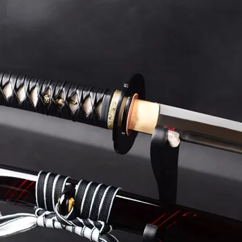Labai Aštrus, Samurai Katana Japonų Kardas Odos Rankena Aukštos Kokybės Kraujo Griovelių Peilis Espadas Full Tang Aikido Mokymo Peilis