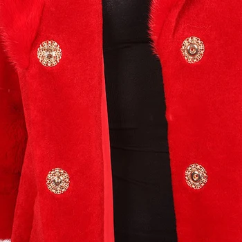 LVCHI 2017 m. Moteris nekilnojamojo audinės Kailinius Žiemą Midi Mados Ėriukų Kailio Deimanto Modelis Atsitiktinis Turn-žemyn apykaklės drabužiai moterims