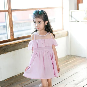 Mergaitė Princesė Suknelės iki 2018 m. Vasaros Vaikų Mergaičių Drabužius Bamblys Drabužius Mergina Gražus Medvilnės Verpalų Tinklelio Suknelė Kūdikių Drabužiai 1-5Y