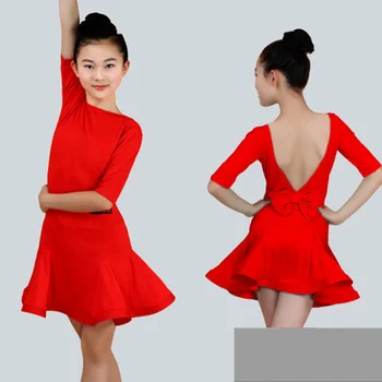 Merginos Lotynų Šokių Suknelė Jaunimo Lotynų Šokių Drabužių Raudona Flamenko Šokio Kostiumai