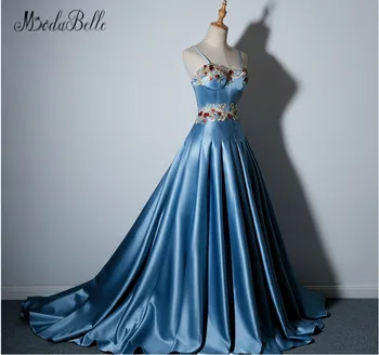 Modabelle Mėlyna Promenadzie Suknelė 2018 Vestidos De Gala Siuvinėjimo Gėlių Vakarą Oficialų Suknelė ypatinga Proga Aukštos Kokybės Moterų