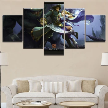Modular Pictures Home Decor Canvas Painting 5 Pieces Crystalmaiden DotA 2 Heros Kunkka Game Poster For Living Room Wall Art